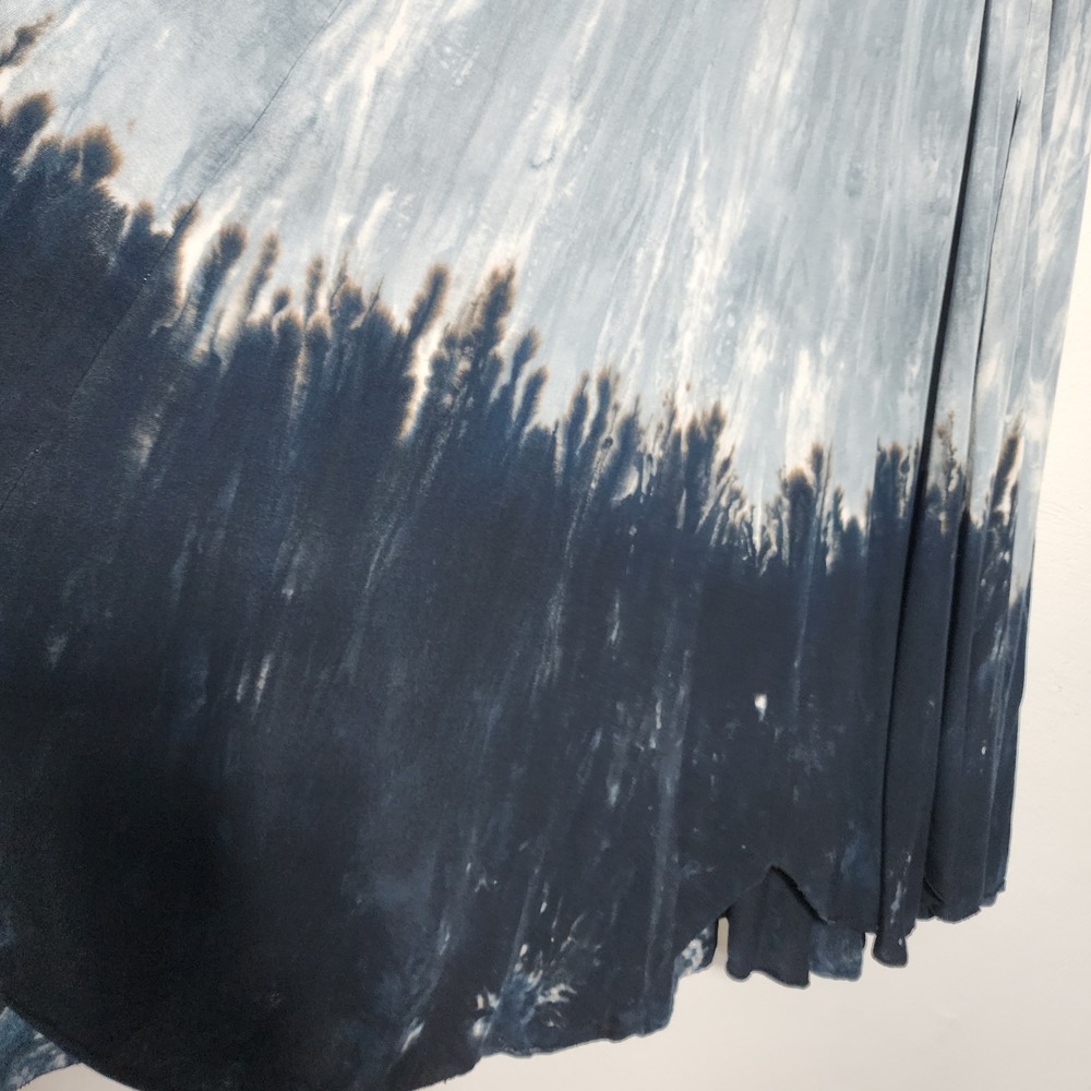 The Silk Road Traders Maxi Skirt Women OS Rayon Blue Black Tie Dye Boho - Picture 10 of 13